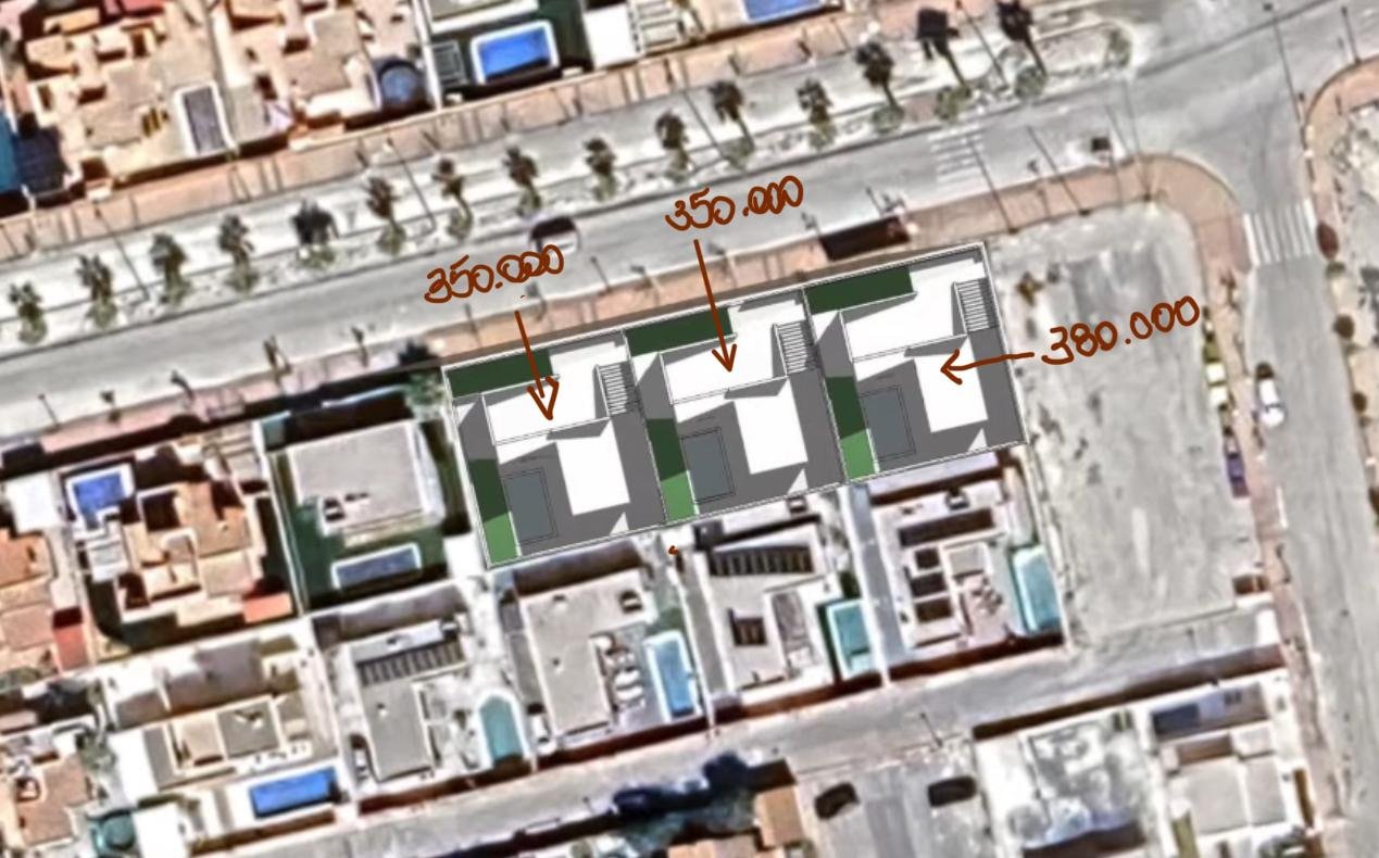 Plano de ubicación de las tres viviendas en Camino de Cieza