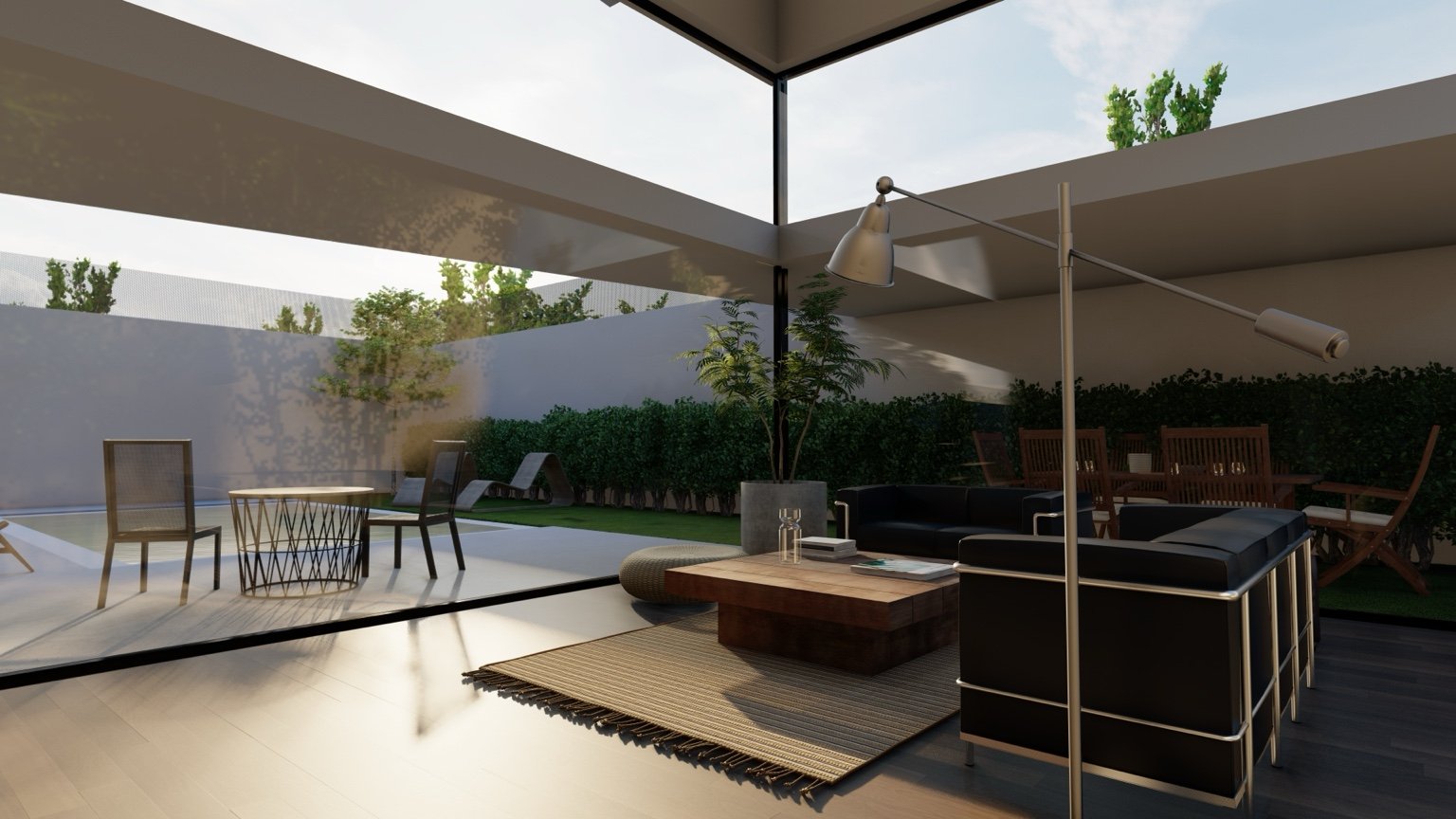 Cocina y zona de día de la vivienda